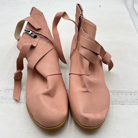 Ankle Boots for Women,Wide Ankle Lace Up,Side Zipper,Round Toe,Chunky Heels Boot - Picture 2 of 7